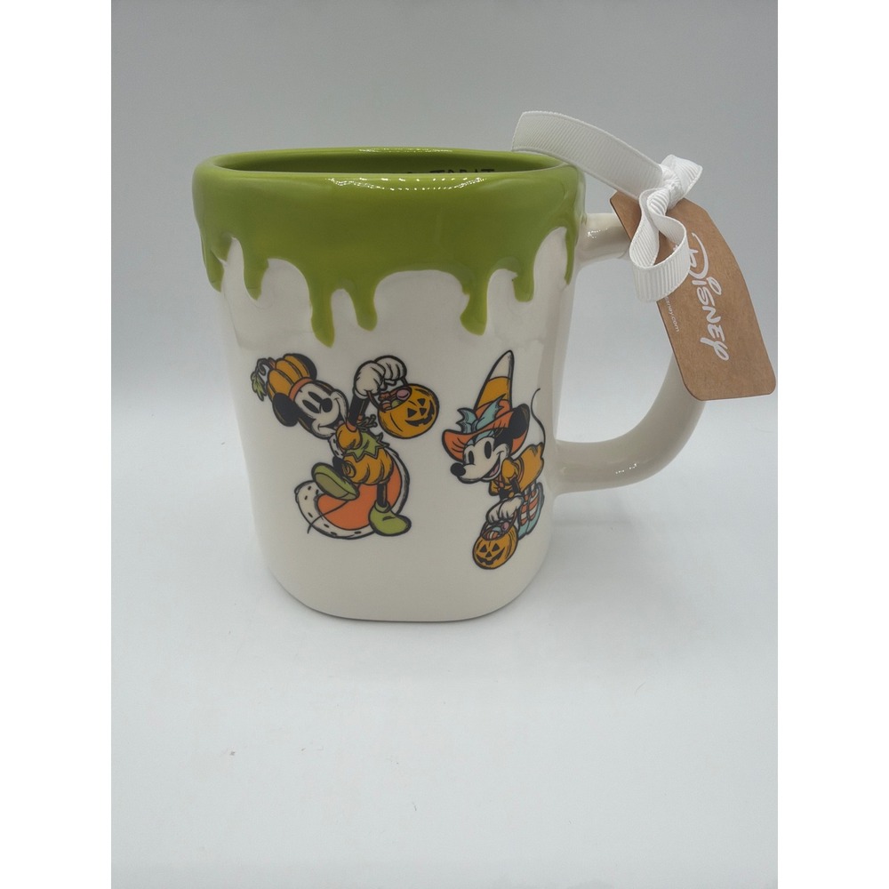 Rae Dunn x Disney Mickey Minnie Halloween Trick or Treat Green Drip Mug